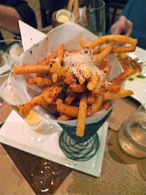 These amazing papas fritas and a burger would be perfect before theater.  Photo: Steven Richter