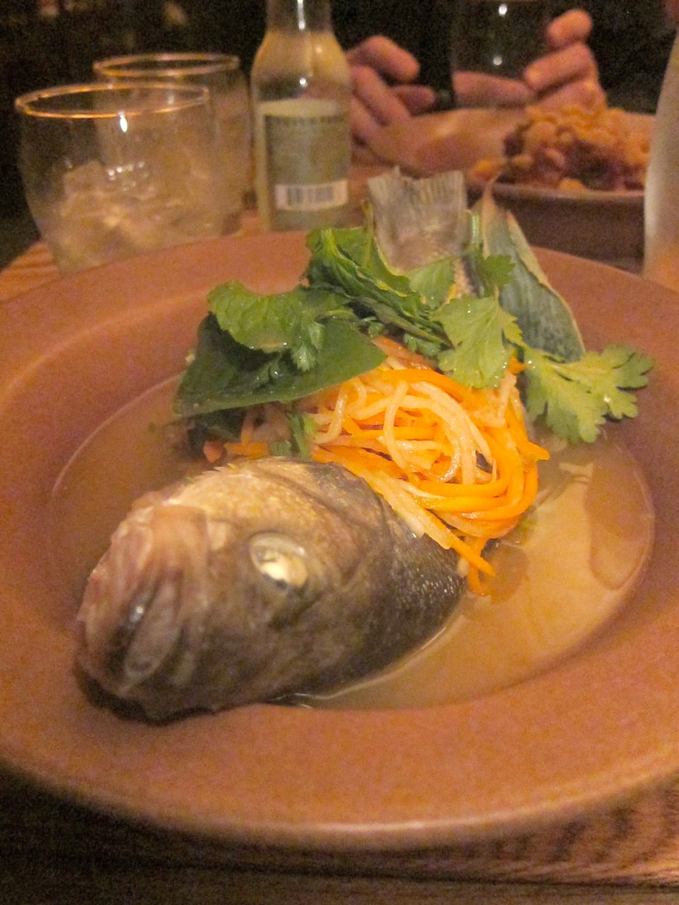 I would expect nothing less than the perfect cooking of this branzino in baby bamboo wrap. 