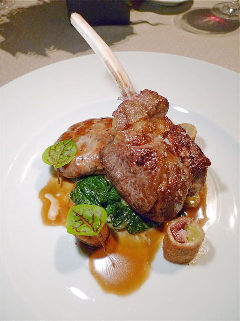 A sculpted lamb rack has one bone to show where it came from. Photo: Steven Richter