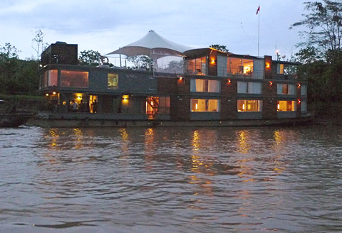 It looks like a sitting duck on the Amazon but it's air-conditioned luxury. Photo: Steven Richter 