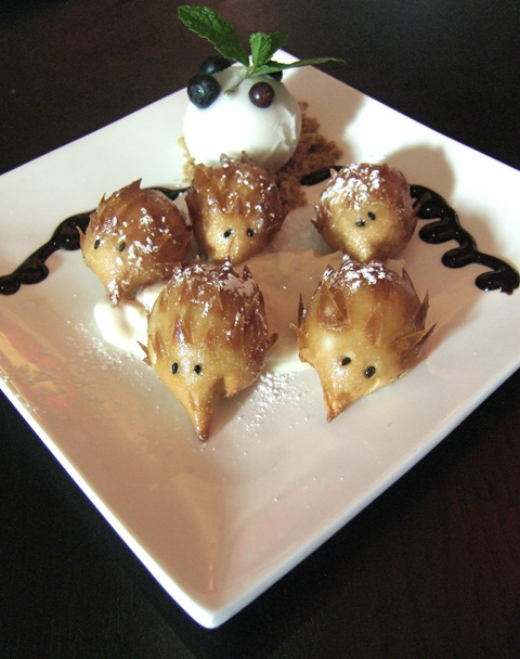 Dim sum master Joe Ng sends out pastry hedgehogs with lychee custard. Photo: Steven Richter